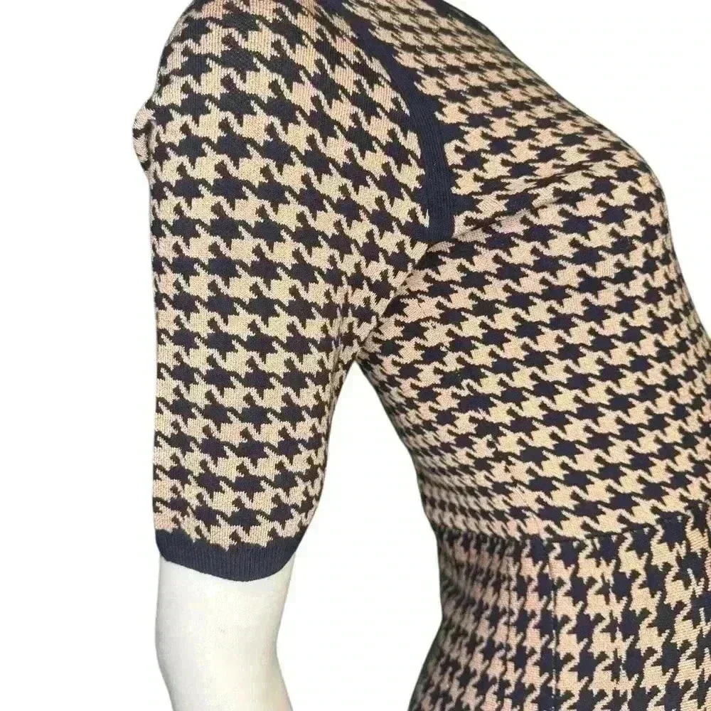 Ann Taylor Houndstooth Flare Dress Stretch Holiday Shimmer Size XS.  #311 - Picture 7 of 13